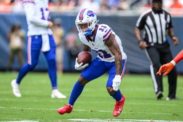 Buffalo Bills wide receiver Deonte Harty (11) runs after a catch against the Chicago Bears during the first quarter at Soldier Field.